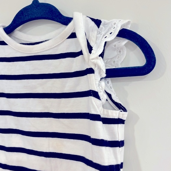 BABY GAP Infant 3-6mo Ruffle Sleeveless Bodysuit Onesie Tank Striped Navy White - Picture 3 of 7